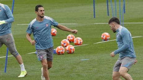 El Atlético ultimó la preparación para Pamplona con todos los efectivos