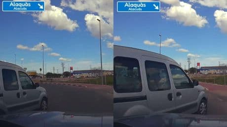 La temeraria maniobra de un coche en una rotonda de València obliga a otro vehículo a dar un frenazo para evitar un accidente: “Ya va siendo hora de que os repaséis las normas para conducir”