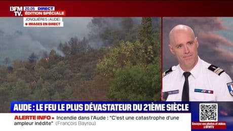 Incendie dans l'Aude: le lieutenant-colonel Frédéric Harrault, porte-parole de la Sécurité civile, explique pourquoi les aéronefs ne volent pas la nuit
