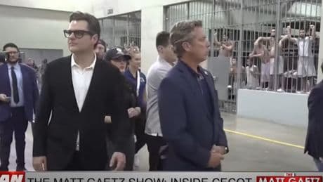 Deported inmates taunt and mock Matt Gaetz and GOP delegation visiting El Salvador mega prison for OAN show