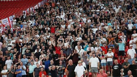 England fans praised by police for ‘exemplary’ conduct in disorder-marred Serbia clash