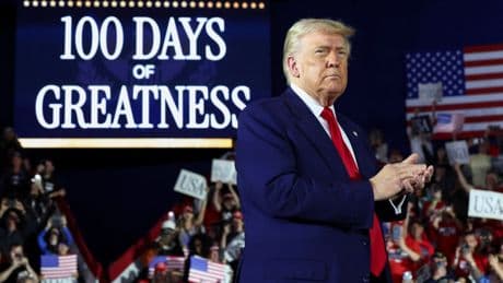 ‘We’re just getting started’: Donald Trump hails his first 100 days in fiery speech & says ‘golden age’ is beginning