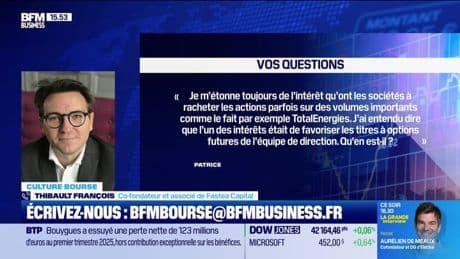 Culture Bourse : « J’ai entendu dire que l’un des intérêts à racheter les actions était de favoriser les titres à options futures de l’équipe de direction des sociétés. Qu'en est-il ? », par Julie Cohen-Heurton - 14/05