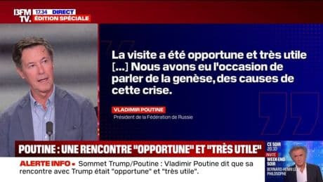 Sommet en Alaska: une rencontre "opportune" et "très utile", a déclaré Vladimir Poutine ce samedi