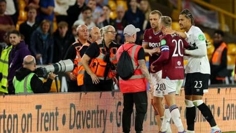 Jarrod Bowen pulled away from confronting West Ham fan moments after Hammers dumped out of Carabao Cup