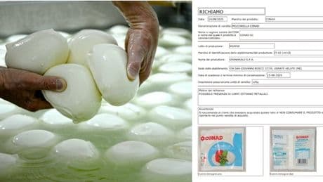 Mozzarelle ritirate dai supermercati per presenza di metallo, ecco quali sono: 5 lotti segnalati dal Ministero