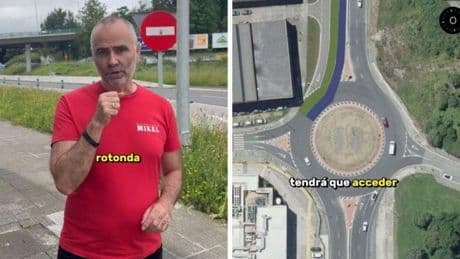 Un profesor de autoescuela advierte del peligro de esta rotonda de Galdakao: «Es un quebradero de cabeza»