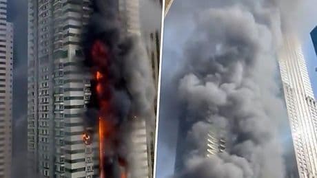 Heftig: vuurzee in wolkenkrabber Dubai