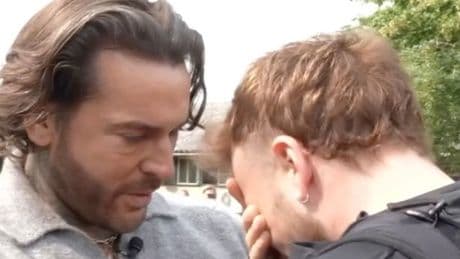 Sam Thompson breaks down in tears as Pete Wicks surprises him on gruelling charity challenge