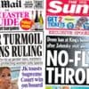 'No-fly throne' and 'Labour turmoil on ruling'