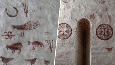 Los muros de una iglesia medieval de Álava ocultaban figuras de jabalíes, pavos y discos. Nadie sabe qué hacen ahí