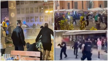 Noche de pesadilla en Wroclaw: violentas peleas entre ultras de Chelsea y Betis, gas pimienta y cuatro españoles detenidos