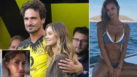 Mats Hummels' ex-wife complains their son, 7, 'wasn't invited' to his farewell match - while he celebrated with stunning model girlfriend 10 years his junior