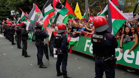 Spanish Vuelta stage cut short because of disruption by pro-Palestinian protesters near finish line