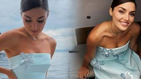 Hande Erçel'den tekne pozu! Elbisesinin fiyatı ortaya çıktı