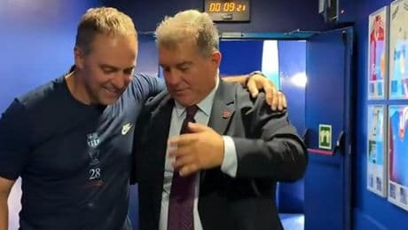 Laporta pone un "excelente" al equipo y revela que Rangnick fue su consejero sobre Flick