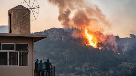 Greek wildfires: Hundreds of people evacuated from villages on Chios island as wildfires rage on for third day