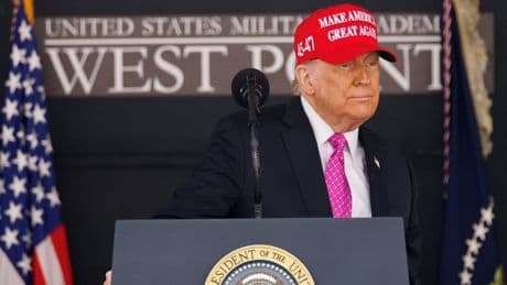 Trump gives rambling speech about trophy wives, golf and the ‘great late’ Al Capone in politically-charged West Point address