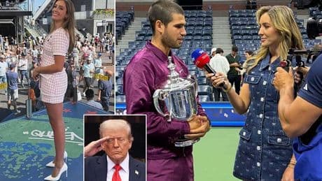 Laura Robson breaks US Open's Donald Trump rules with 'boos' comment live on air on Sky Sports as President steals the show while Carlos Alcaraz triumphed on court