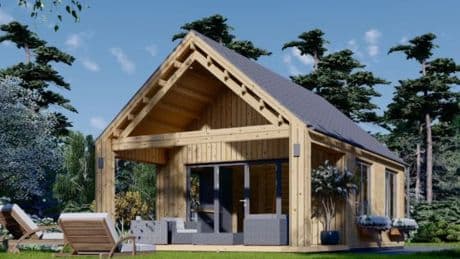 La casa prefabricada de madera con amplio porche por 40.000 euros