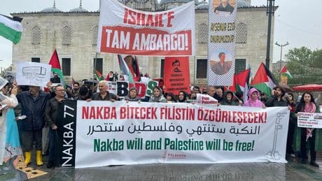 Nakba'nın 77'nci yıl dönümünde İstanbul'da yürüyüşü: “Soykırım faili işgal rejimine tam ambargo uygulanmalıdır”