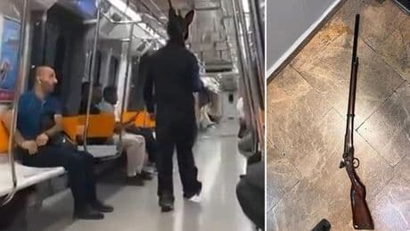 Sarıyer'de tavşan kostümlü kişi metroda tüfekle gezdi