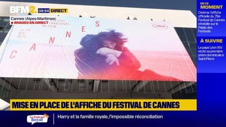 Cinéma: l'affiche officielle du 78e Festival de Cannes s'installe sur le Palais des Festivals