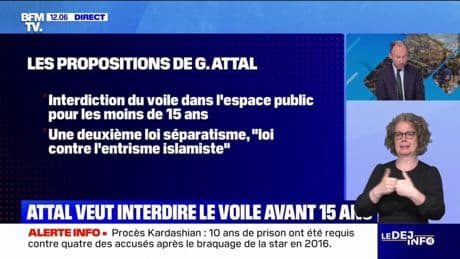 Gabriel Attal propose d'interdire le voile dans l'espace public pour les moins de 15 ans