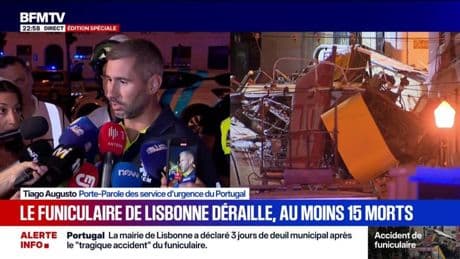 Funiculaire de Lisbonne: "Nous parlons de 18 blessés déjà transportés à l'hôpital", assure Tiago Augusto, porte-parole des services d'urgence du Portugal