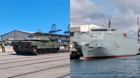 Así son Leopardo 2E e Ysabel, el carro de combate y el buque que España ha desplegado en Grecia para un ejercicio de la OTAN