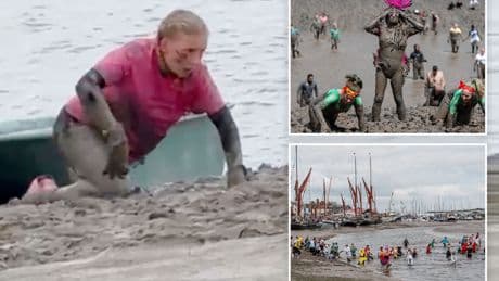 Hundreds brave gloop for annual Maldon Mud Race across River Blackwater