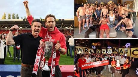 Wrexham stars 'trapped in a lift for one hour during £500k Las Vegas celebrations' as Ryan Reynolds and Rob McElhenney bankroll the Championship promotion party