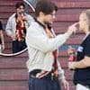 Chris Hughes dresses up in wigs and looks very smitten with JoJo Siwa during a shoot at Sandown Racecourse after his girlfriend hit back at her idol Miley Cyrus over sexuality comments