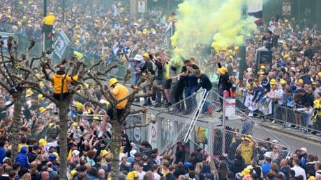 Leeds United fan, 23, in coma after falling from tree during club’s promotion parade