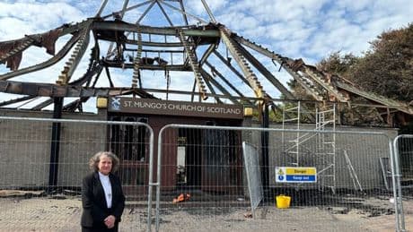 Church fire 'deliberate' as Kirk Moderator visits remains amid police probe