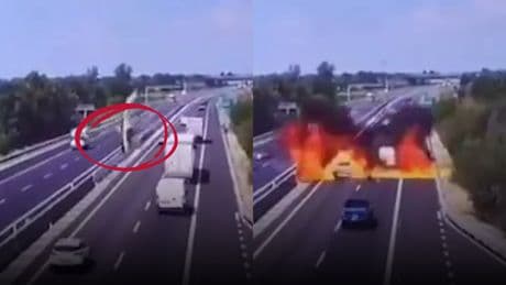 Les images impressionnantes d’un crash d’ULM sur une autoroute en Italie