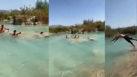 Ölüme balıklama atladı! Arkadaşları anbean kaydetti