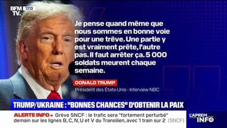 Paix en Ukraine: "Je pense quand même que nous sommes en bonne voie pour une trêve", indique Donald Trump