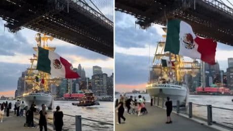 New York, nave scuola della Marina messicana urta il ponte di Brooklyn: 2 morti