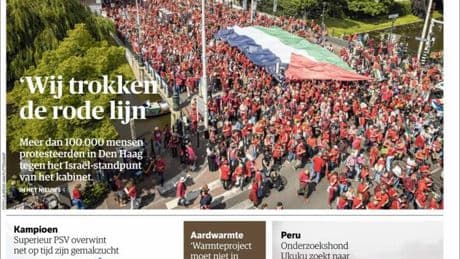 Manifestation massive à La Haye contre la complaisance du gouvernement à l’égard d’Israël