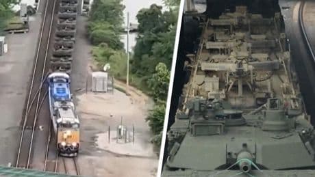 Enorme stoet tanks komt aan in Washington voor militaire parade