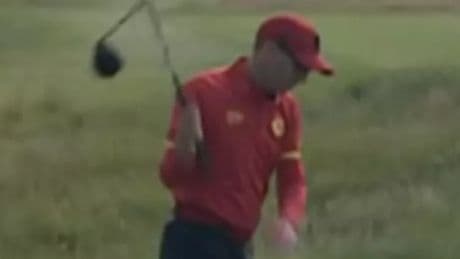 Sergio Garcia snaps driver in rage at The Open after wild tee shot