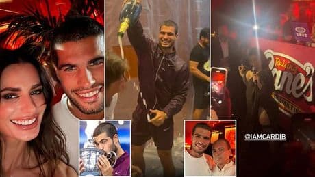 Champagne-soaked Carlos Alcaraz parties with models at Taylor Swift's favourite New York supper club after winning the US Open