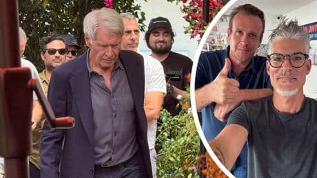 Für den Serien-Hit „Shrinking“ - Harrison Ford und Jason Segel beim Currywurstmann