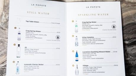 Restaurant launches menu just for water - with bottles costing up to £19