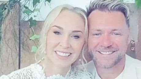 Brian McFadden all smiles in first look wedding snaps as he marries for a third time
