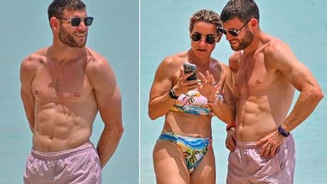 James Milner and his wife show off matching ripped physiques on beach in Barbados as Brighton midfielder, 39, targets playing into his FORTIES