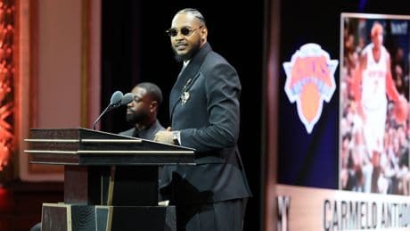 Carmelo Anthony joins basketball immortality with emotional Hall of Fame induction: ‘Had to write a new ending’