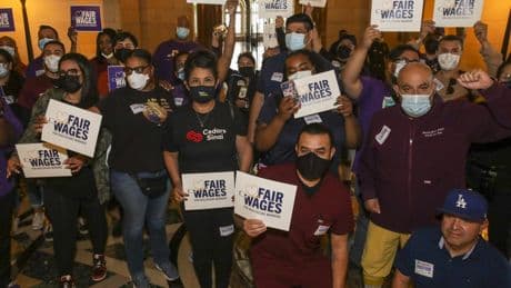 Labor groups, officials push for  a minimum wage of at least $25 an hour in L.A. County
