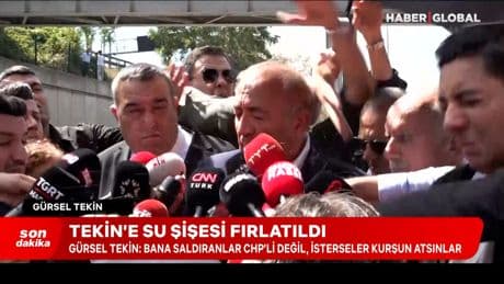 Gürsel Tekin'e konuşurken su şişesi fırlatıldı: Hiç sorun değil, isterlerse kurşun atsınlar